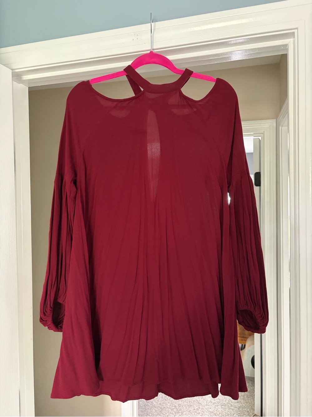 Women’s Burgundy Cold-Shoulder Tunic